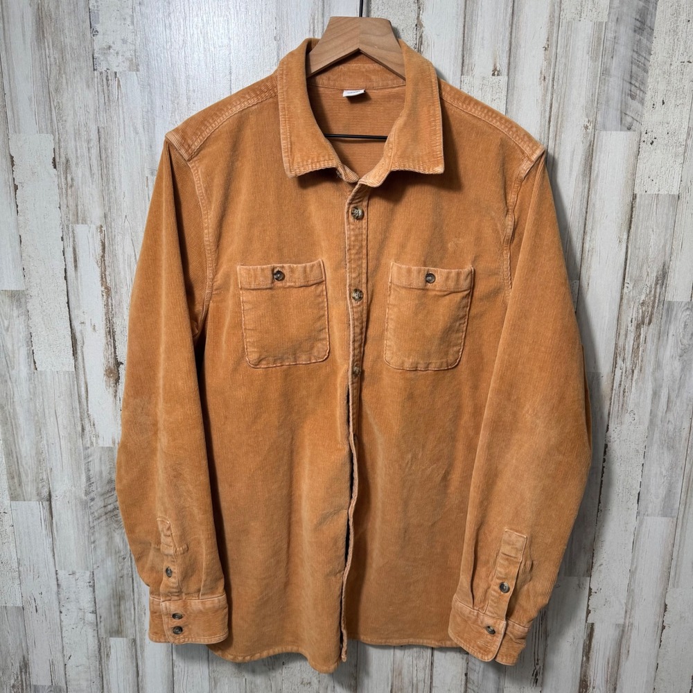 Stoic Corduroy Button Up Overshirt Burnt Orange Shacket Long Sleeve Womens Large